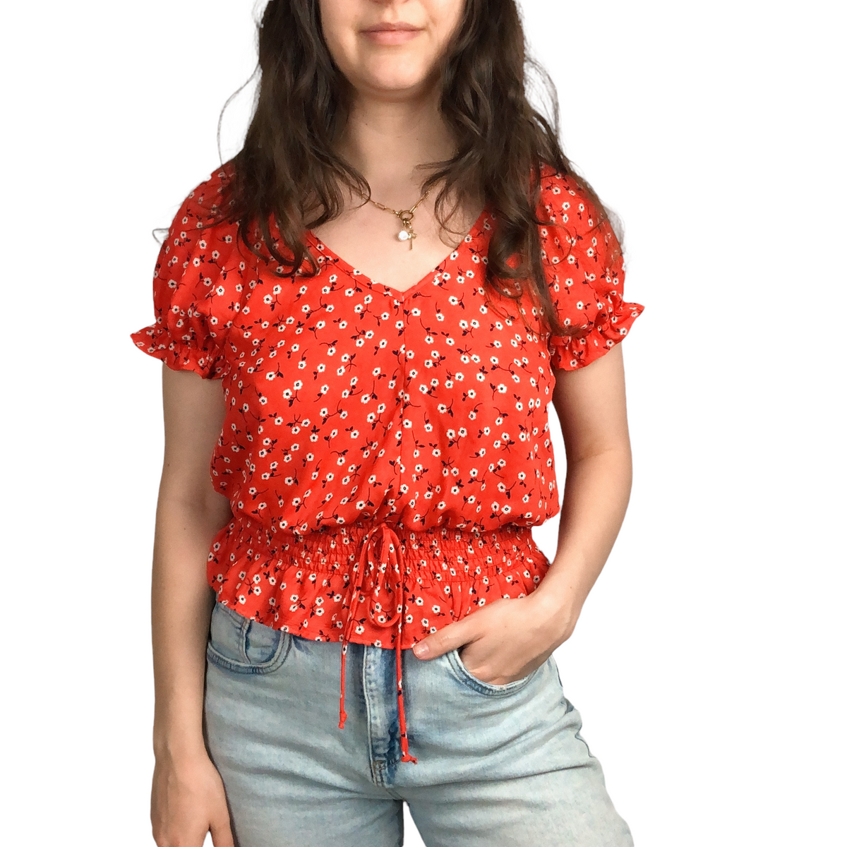 NWT Sienna Sky Red Floral Blouse